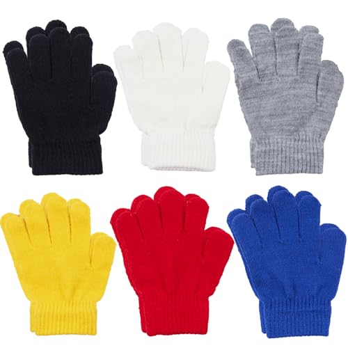NATUST 6 Paare Kinderhandschuhe Volltonfarbe Wintermodelle gestrickt Stretch-Vollfinger Handschuhe SET02 NATUST 6 Paare Kinderhandschuhe Volltonfarbe Wintermodelle gestrickt Stretch-Vollfinger Handschuhe SET02 von NATUST
