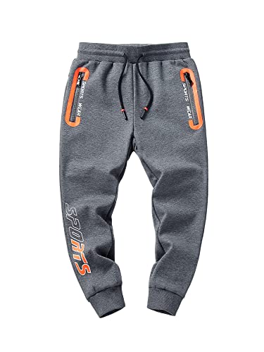 NATUST Jogginghose Jungen Hose Gefütterte Kinder Winter Thermohose Jogger Freizeithose Sweatpants Lässige Sporthose Grau 104-110 von NATUST