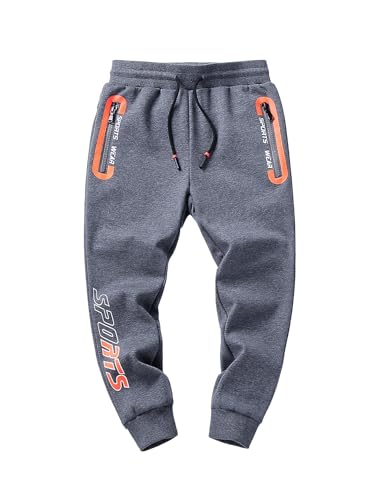 NATUST Jogginghose Jungen Hose Gefütterte Kinder Winter Thermohose Jogger Freizeithose Sweatpants Lässige Sporthose Grau1 116-122 von NATUST