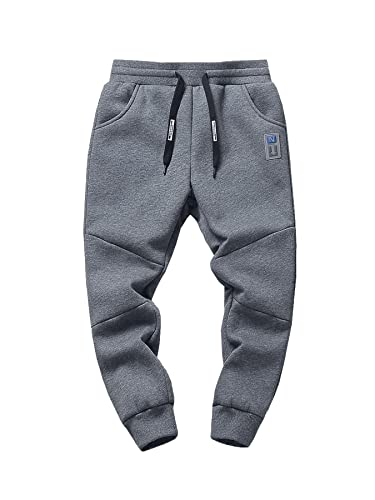 NATUST Jogginghose Jungen Hose Gefütterte Kinder Winter Thermohose Jogger Freizeithose Sweatpants Lässige Sporthose Grau2 122-128 von NATUST