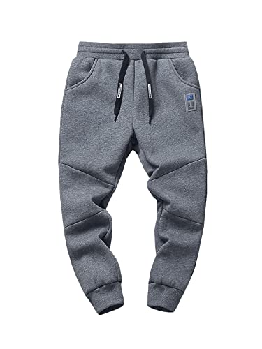 NATUST Jogginghose Jungen Hose Gefütterte Kinder Winter Thermohose Jogger Freizeithose Sweatpants Lässige Sporthose Grau 122-128 von NATUST