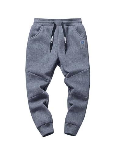 NATUST Jogginghose Jungen Hose Gefütterte Kinder Winter Thermohose Jogger Freizeithose Sweatpants Lässige Sporthose Grau2 128-134 von NATUST