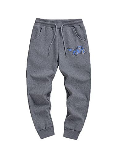 NATUST Jogginghose Jungen Hose Gefütterte Kinder Winter Thermohose Jogger Freizeithose Sweatpants Lässige Sporthose Grau 128-134 von NATUST