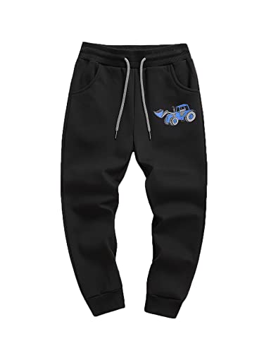 NATUST Jogginghose Jungen Hose Gefütterte Kinder Winter Thermohose Jogger Freizeithose Sweatpants Lässige Sporthose Schwarz 104-110 von NATUST