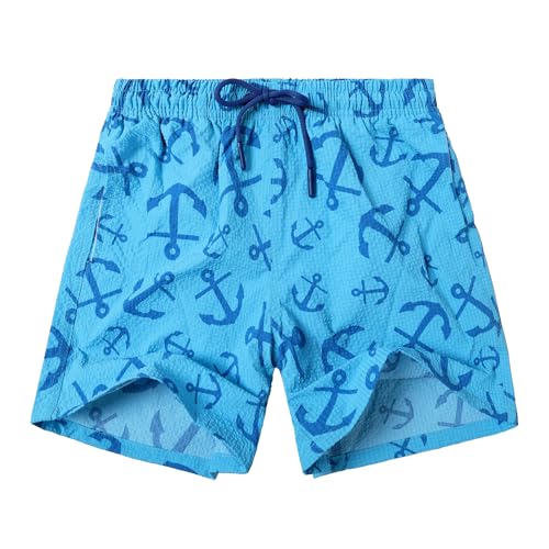 NATUST Jungen Badeshorts Bedruckte Schwimmhose mit Mesh-Futter Beach Shorts Himmelblau 146-152 von NATUST