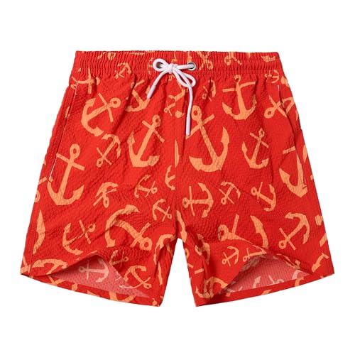 NATUST Jungen Badeshorts Bedruckte Schwimmhose mit Mesh-Futter Beach Shorts Orange 116-122 von NATUST
