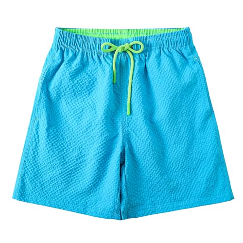 NATUST Jungen Badeshorts Schnelltrocknend Badehose mit Mesh-Futter Strand Shorts Blau 116-122 von NATUST
