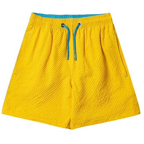 NATUST Jungen Badeshorts Schnelltrocknend Badehose mit Mesh-Futter Strand Shorts Gelb 158-164 von NATUST