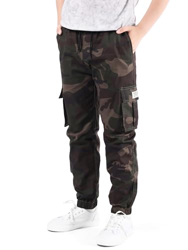 NATUST Jungen Cargohose Kinder Freizeithose Jogginghose Jungs Cargo Hose mit Elastischem Bund Tarngrün 146-152 von NATUST