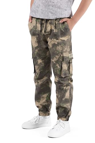 NATUST Jungen Cargohose Kinder Freizeithose Jogginghose Jungs Cargo Hose mit Elastischem Bund Wüstengelb 146-152 (Herstellergröße: 150) von NATUST