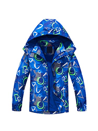 NATUST Jungen Gefütterte Regenjacke Winddicht Übergangsjacke Wasserdicht Winddichtjacke Thermo Softshelljacke Blau 104-110 von NATUST