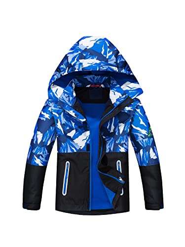 NATUST Jungen Gefütterte Regenjacke Winddicht Übergangsjacke Wasserdicht Winddichtjacke Thermo Softshelljacke Blau 128-134 von NATUST