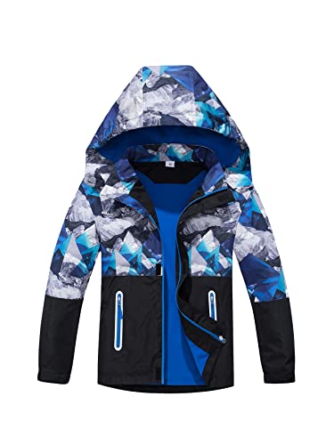 NATUST Jungen Gefütterte Regenjacke Winddicht Übergangsjacke Wasserdicht Winddichtjacke Thermo Softshelljacke Hellblau 104-110 von NATUST