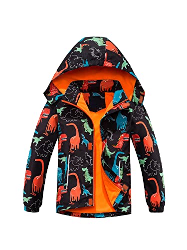 NATUST Jungen Gefütterte Regenjacke Winddicht Übergangsjacke Wasserdicht Winddichtjacke Thermo Softshelljacke Orange 104-110 von NATUST