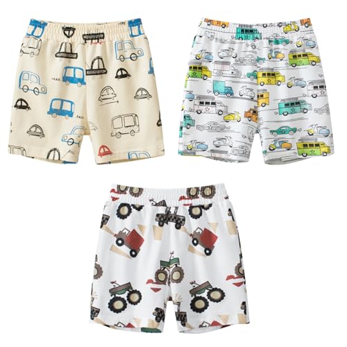 NATUST Jungen Sommer Shorts Kinder Baumwolle Hose Kurze Jogginghose, 3er-Pack Streifen Set 2 DE: 140(Herstellergröße 140) von NATUST