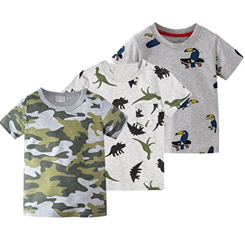 NATUST Jungen T-Shirt Set 3er Pack Kurzärmliges Shirt Camo Sommer DE: 92-98(Herstellergröße 3T) von NATUST