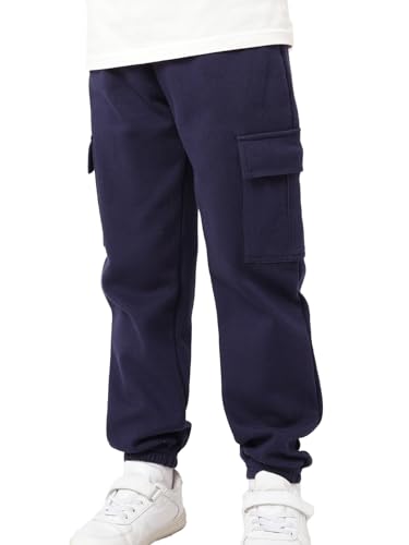 NATUST Kinder Cargohose Jungen Freizeithose Mädchen Jogginghose mit elastischem Bund Marine 120 von NATUST