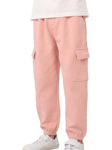 NATUST Kinder Cargohose Jungen Freizeithose Mädchen Jogginghose mit elastischem Bund Rosa 140 von NATUST