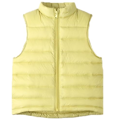 NATUST Kinder Daunenweste Mädchen Jungen Winter Leicht Ärmellos Steppweste Reißverschluss Gelb 110 von NATUST