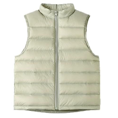 NATUST Kinder Daunenweste Mädchen Jungen Winter Leicht Ärmellos Steppweste Reißverschluss Grün 140 von NATUST