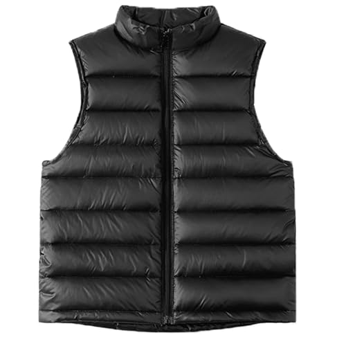 NATUST Kinder Daunenweste Mädchen Jungen Winter Leicht Ärmellos Steppweste Reißverschluss Schwarz 170 von NATUST