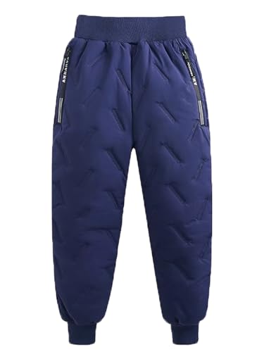 NATUST Kinder Gefütterte Outdoorhose Junge wasserdichte Jogginghose Warm Winter Thermohose Blau 122-128 von NATUST