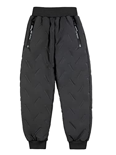 NATUST Kinder Gefütterte Outdoorhose Junge wasserdichte Jogginghose Warm Winter Thermohose Dunkelbrau 128-134 von NATUST