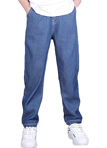 NATUST Kinder Jogg Hose Jungen Jeans Atmungsaktiv Denimhose Dunkelblau 164-170 von NATUST