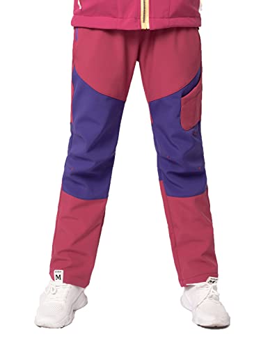 NATUST Kinder Softshellhose Gefüttert Hose Jungen Winddicht Funktionshose Outdoorhose Mädchen Wasserdicht Trekkinghose Rose 134-140 von NATUST