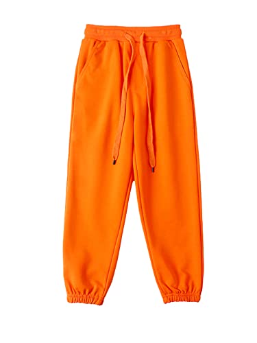 NATUST Kinder Sport Jogginghosen Jungen Trainingshosen Elastischer Bund Relaxed Mädchen Sweatpants Orange 158-164 von NATUST