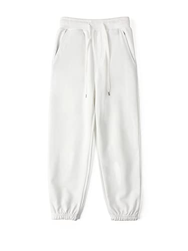 NATUST Kinder Sport Jogginghosen Jungen Trainingshosen Elastischer Bund Relaxed Mädchen Sweatpants Weiß 164-170 (Herstellergröße:170) von NATUST