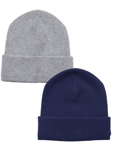 NATUST Kinder Strick Beaniemütze Warm Strickmützen Marineblau/Grau von NATUST