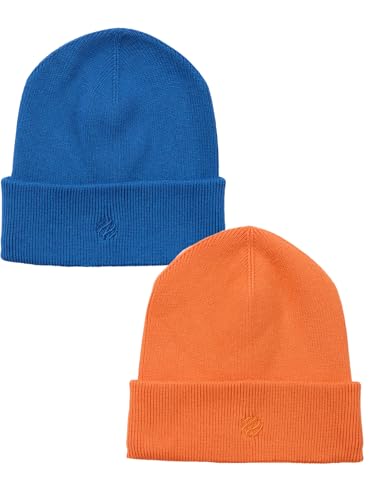 NATUST Kinder Strick Beaniemütze Warm Strickmützen Orange/Blau von NATUST