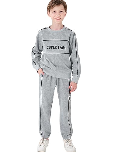 NATUST Kinder Trainingsanzug Jungen Mädchen Sportanzug Pullover Bottom Jogging Anzug Grau 130 von NATUST