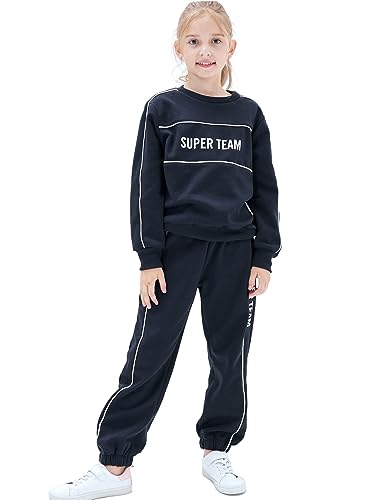 NATUST Kinder Trainingsanzug Jungen Mädchen Sportanzug Pullover Bottom Jogging Anzug Marineblau 130 von NATUST