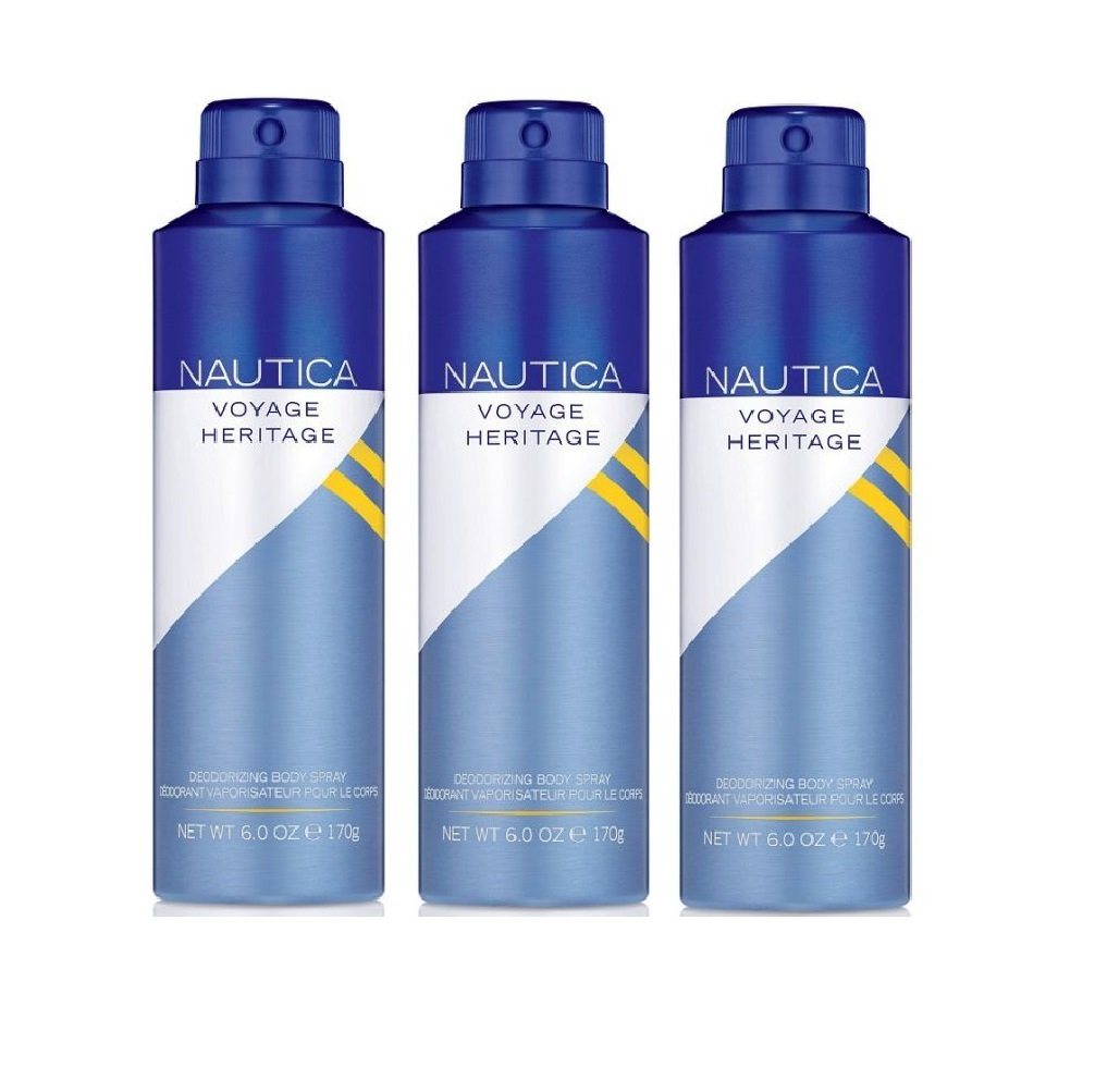 NAUTICA Bodyspray Voyage Heritage Deo Spray Set Bodyspray Beauty Deodorant Men 170ml -, 3-tlg., 24 Stunden Schutz, Effektiver Schutz vor Körpergeruch von NAUTICA