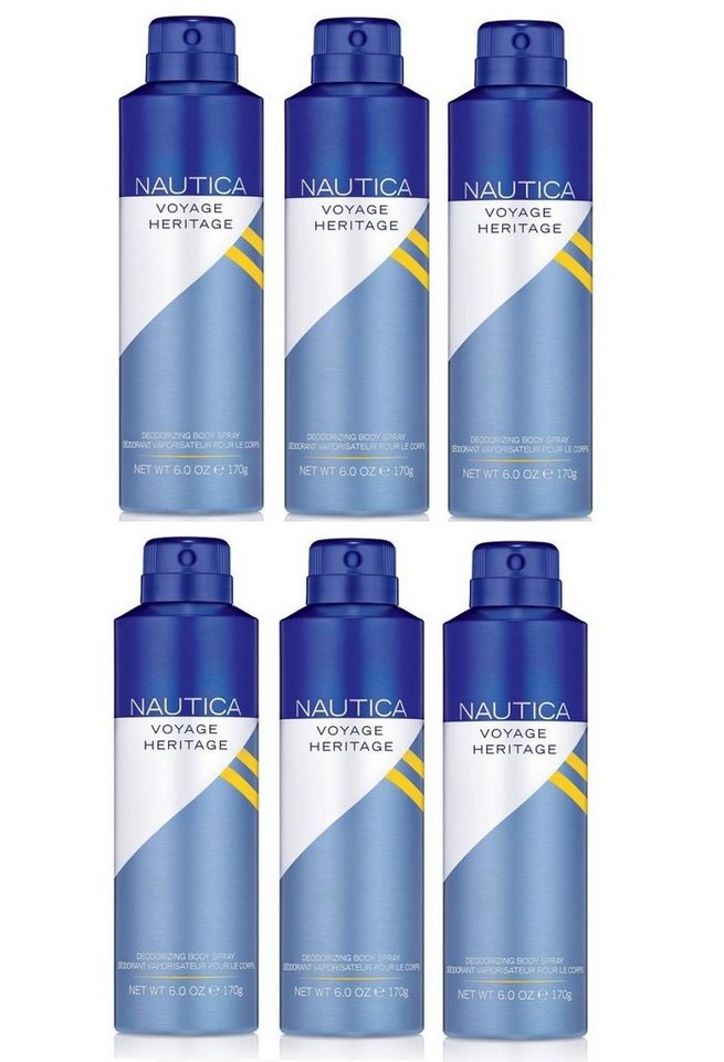 NAUTICA Bodyspray Voyage Heritage Deo Spray Set Bodyspray Beauty Deodorant Men 170ml -, 6-tlg., 24 Stunden Schutz, Effektiver Schutz vor Körpergeruch von NAUTICA