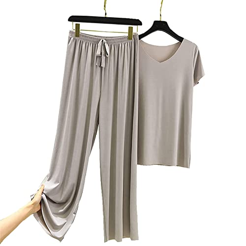 Soft Comfortable Ice Silk Short Sleeve T-Shirt Two Piece Set Loose Wide-Leg Pants,womens Wide Legs Casual Loose Yoga Sports Pants Home Casual Pants,womens Pajama Sets,suitable for Daily Wear Soft Comfortable Ice Silk Short Sleeve T-Shirt Two Piece Set Loose Wide-Leg Pants,womens Wide Legs Casual Loose Yoga Sports Pants Home Casual Pants,womens Pajama Sets,suitable for Daily Wear von NAUXIU