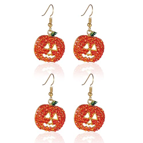 NAUZE 2 Paar Kürbis-Ohrringe, trendig, baumelnde Ohrringe, Strass, lächelndes Gesicht, Ohrstecker, hohl, Cosplay, Requisite, Geschenk für Halloween, Damen, leichtes Geschenk NAUZE 2 Paar Kürbis-Ohrringe, trendig, baumelnde Ohrringe, Strass, lächelndes Gesicht, Ohrstecker, hohl, Cosplay, Requisite, Geschenk für Halloween, Damen, leichtes Geschenk von NAUZE