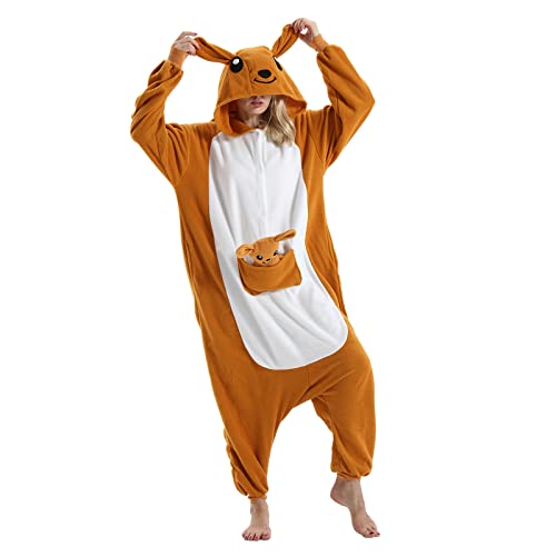 NAVARCH Jumpsuit Onesie Pyjama Tier Cosplay Kostüme Cartoonstil Unisex Animal Tieroutfit tierkostüme - Känguru, M von NAVARCH