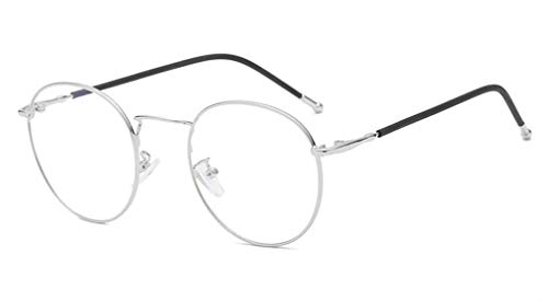 NAVARCH Mode Unisex Brille Silber Schwarz Gold Brille Runde Metall Brillen Damen Herren Klare Linse Vintage Brille Brillengestelle Rund Rahmen Glasses Klare Linse Brille von NAVARCH