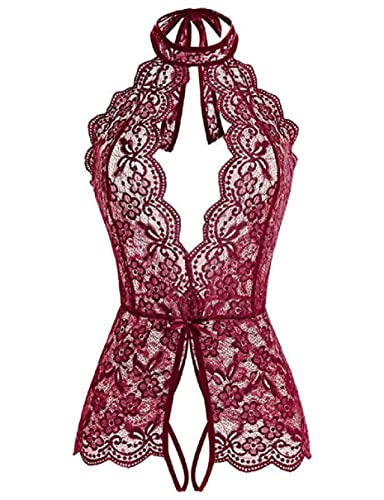 NAVARCH Unterwäsche Negligee Lingerie Öffnen Zurück Nachtwäsche Kleid Dessous Unterwäsche Damen Bodysuit Nach Lounge Wäsche von NAVARCH