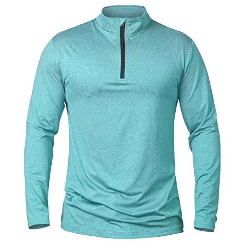 Herren Langarm Shirt 1/4 Reißverschluss Sport Trainings Sweatshirt Schnell Trocknend Fitnessstudio Athletisch Laufshirt Atmungsaktives Gym Outdoor Angeln Wandershirt von NAVEKULL