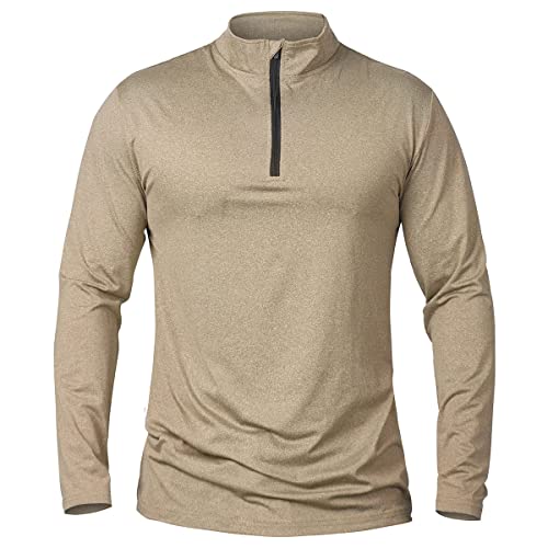 Herren Langarm Shirt 1/4 Reißverschluss Sport Trainings Sweatshirt Schnell Trocknend Fitnessstudio Athletisch Laufshirt Atmungsaktives Gym Outdoor Angeln Wandershirt von NAVEKULL