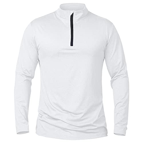 Herren Langarm Shirt 1/4 Reißverschluss Sport Trainings Sweatshirt Schnell Trocknend Fitnessstudio Athletisch Laufshirt Atmungsaktives Gym Outdoor Angeln Wandershirt von NAVEKULL