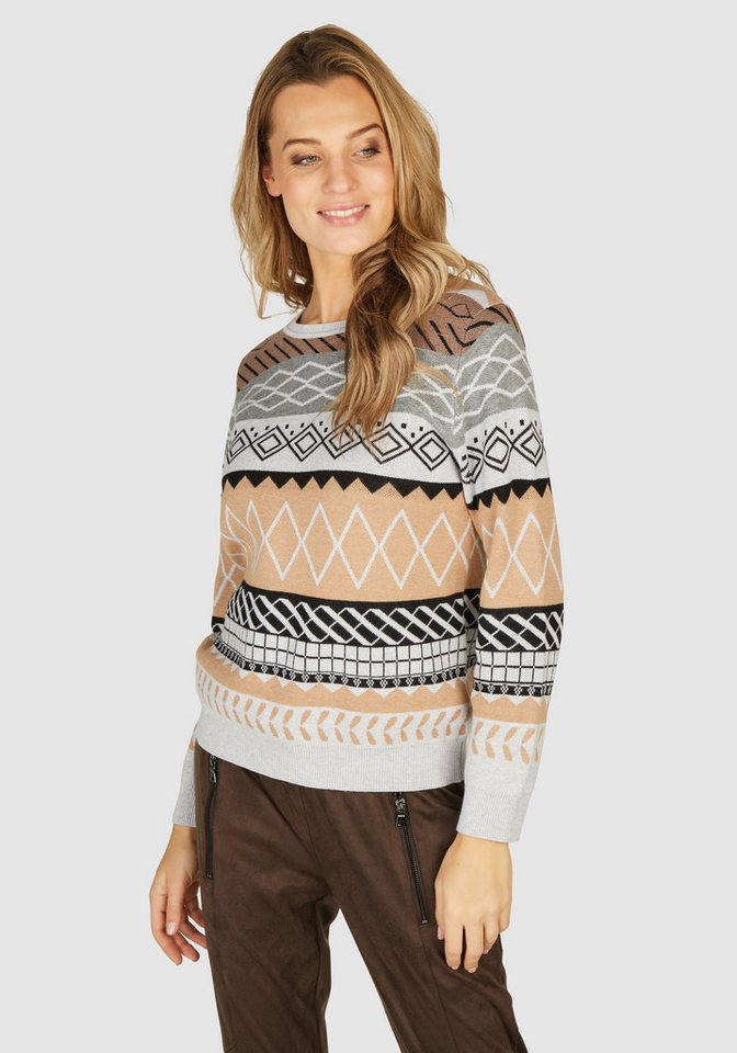 NAVIGAZIONE Rundhalspullover mit Grafische Elementen von NAVIGAZIONE