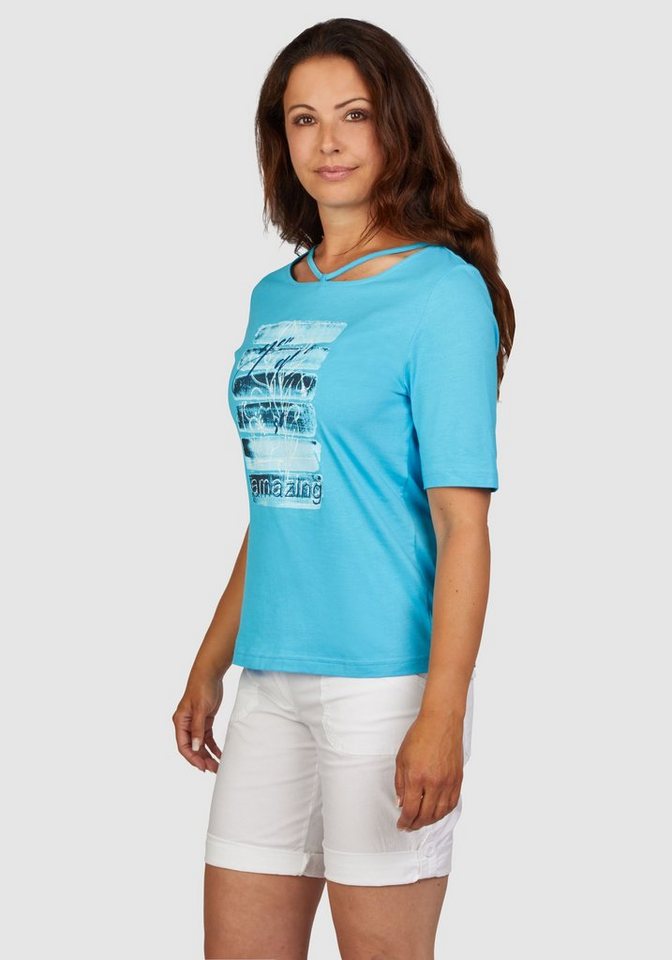 NAVIGAZIONE Rundhalsshirt (1-tlg) mit Verzierung am Ausschnitt von NAVIGAZIONE