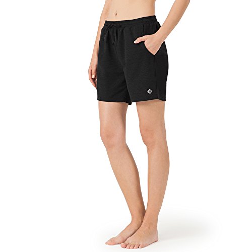 NAVISKIN Damen Bermuda Shorts leicht Joggingshorts atmungsaktiv Sportshorts weich Trainingsshort schnelltrocknend Laufshort schwarz Größe S(Schrittlänge:13cm) von NAVISKIN