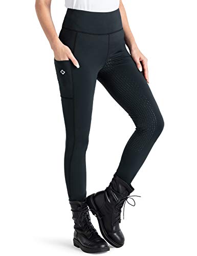 NAVISKIN Damen Reitleggings Silikon-Vollbesatz Reithose Silikongrip Vollbesatzreithose Handytasche Schwarz Größe L von NAVISKIN