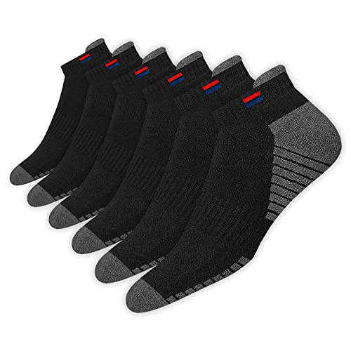 NAVYSPORT 6 Paar Sneaker Socken Herren Damen Sportsocken Baumwolle Socken Kurz Socken Unisex (Schwarz, EU 35-38) von NAVYSPORT